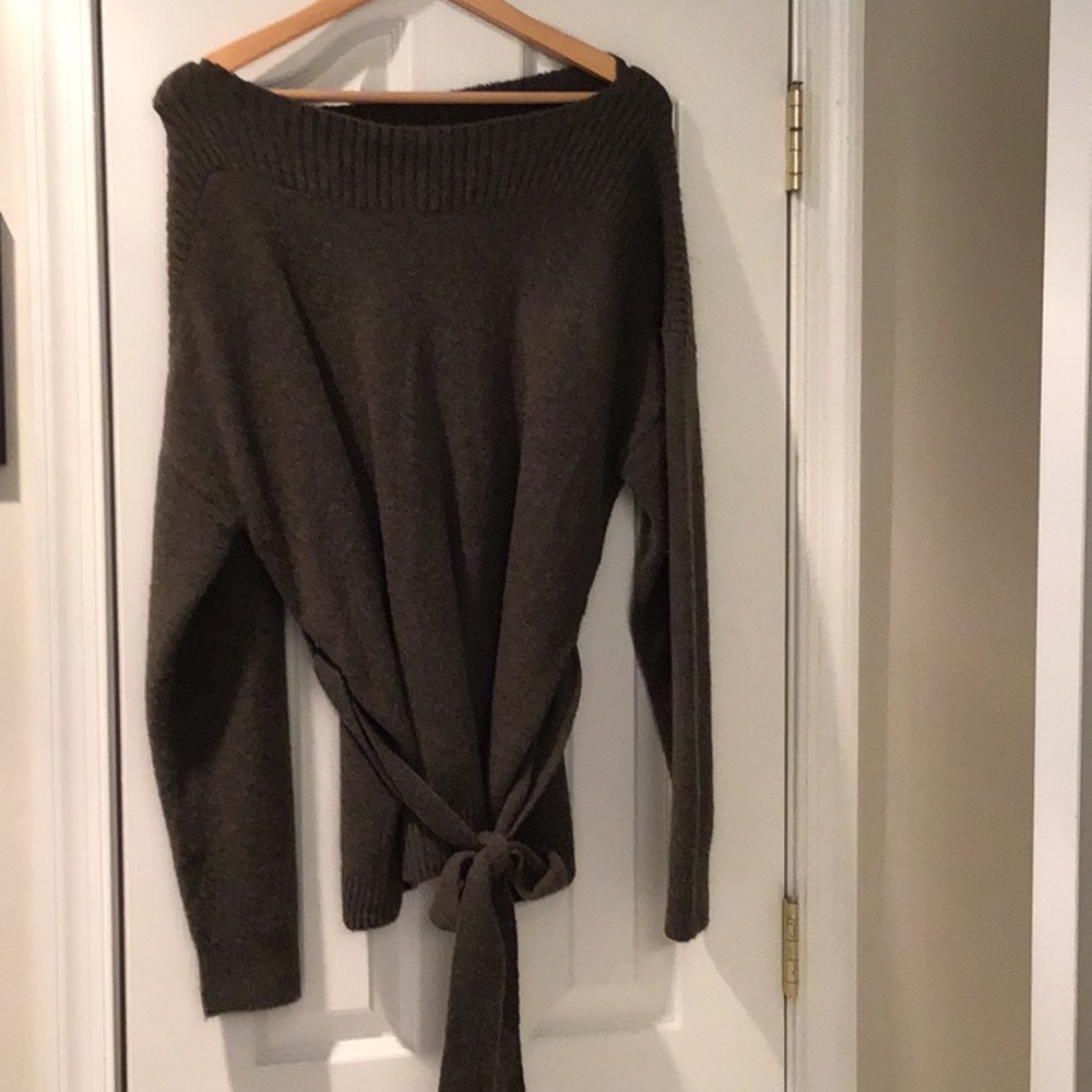 Madewell boatneck sweater with tie waist.